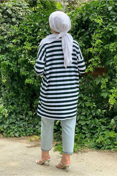 Moda Rosa 25Y4315 - Emerald - Oversized Tunic with Thick Stripes