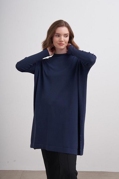 inspiration Navy Blue Rayon Basic Tunic