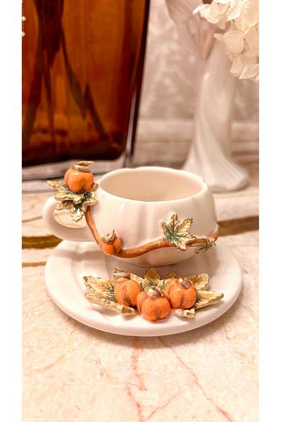 Port Aksesuar Exotic Honey Gourd Design 24K Gold Decorated Handmade Ceramic Cup 120ml