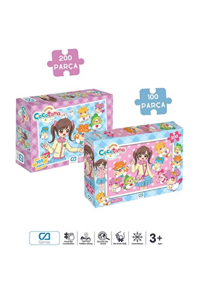 CA Games (2'Lİ SET) Cocotama Lisanslı 200+100 Parça Çocuk Puzzle Yapboz Serisi
