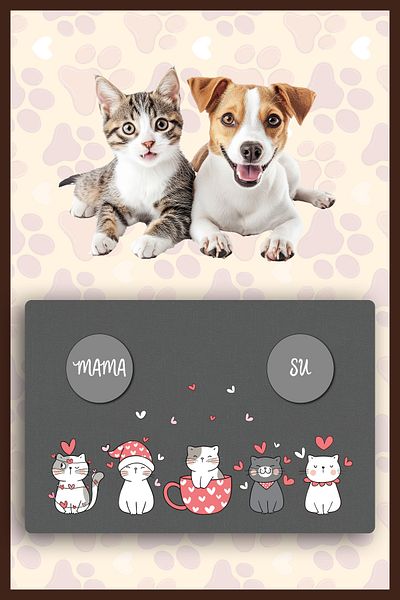 Dormot Modern Digital Printed Food and Water Mat - 45X70 cm Cat/Dog Mat with Non-Slip Base