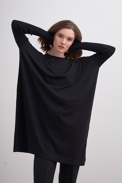 inspiration Black Rayon Basic Tunic