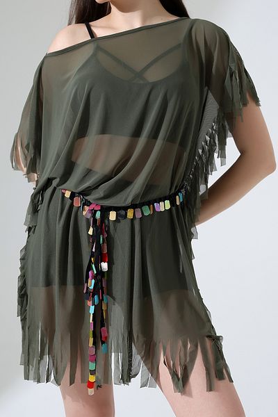 Esberin Tulle Pareo with Tassel Belt