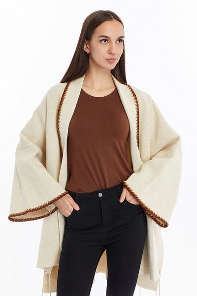 CNR TEKSTİL PONCHO DE tricotaje cu cusătură dublu cioban