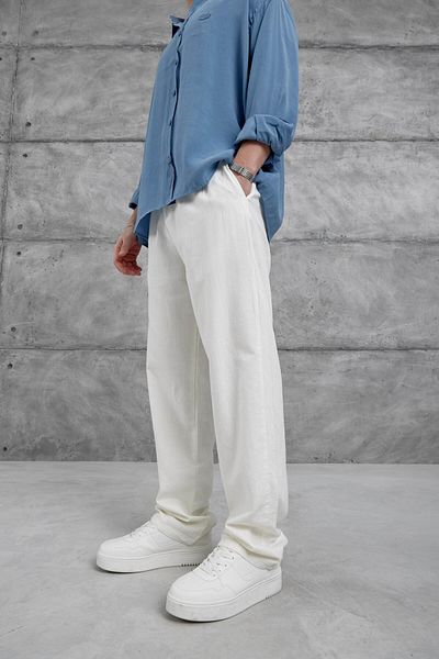 NOMARC Pantaloni albi de in, largi
