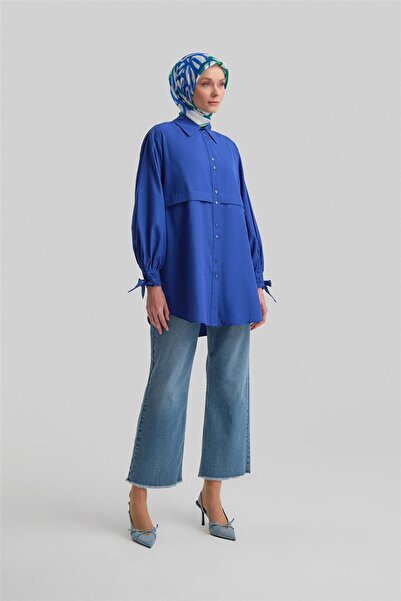 Armine Kol Detaylı Gömlek 23k3441 Saks