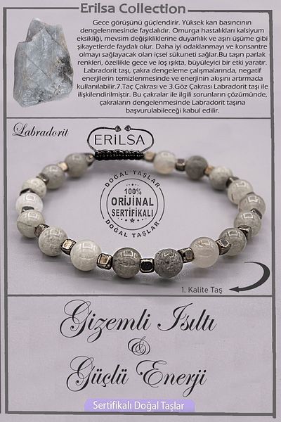 Erilsa Certified Aaa+ Quality Natural Labradorite Stone Bracelet - Discover Inner Strength with Shield Negative Energy