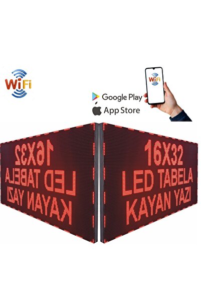 Ledeksis LED Tabela 16x32CM Çift Tarafllı Kırmızı Kayan Yazı - WİFİ (Telefond...