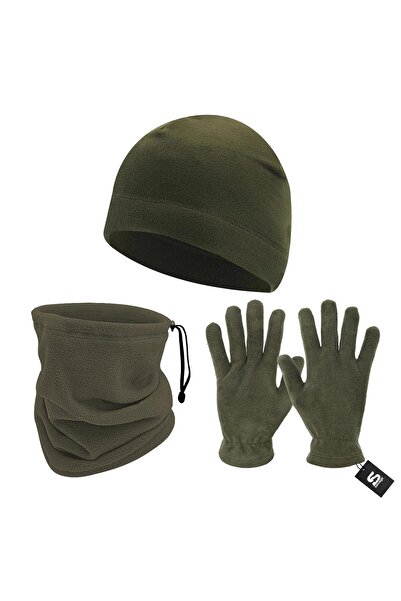 suoutdoor Savage Warm 3-Piece Winter Set Fleece Beanie, Gloves, Neck Collar Khaki (SBLN.008)