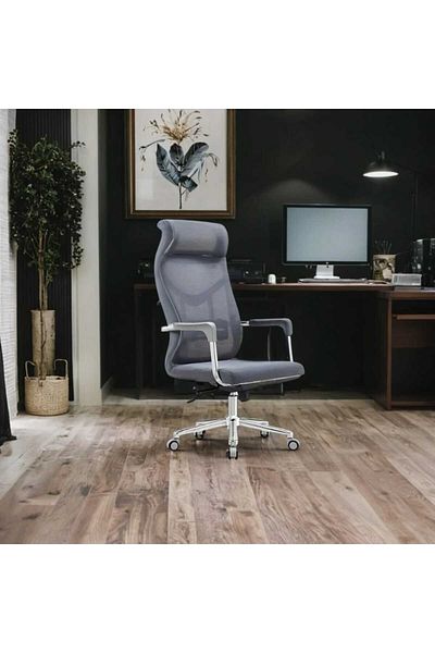 Ebticar Grey Office Chair with Back Support and Headrest