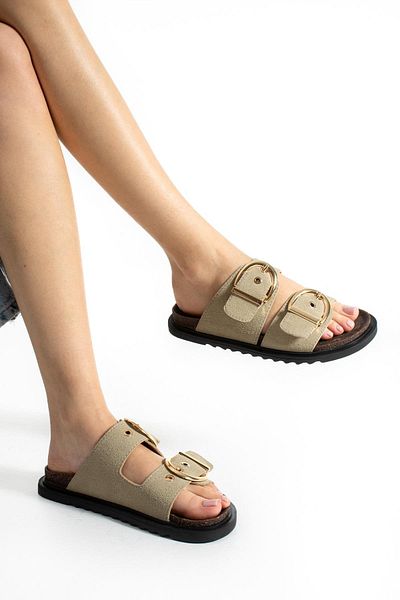 shopcolic 640 2 Row Big Buckle Detail Mangomod Women's Slippers