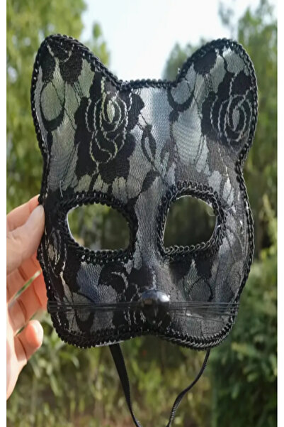 ASLI Dantelli Kedi Cosplay Maske -Bükülmez Balo Maskesi Aksesuar - Çiçek Dese...