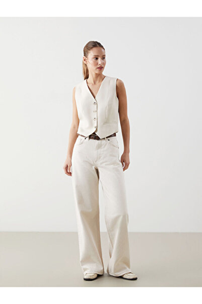 LC Waikiki Rmz Gi̇yi̇m Farkiyla Women's Wide Leg Jeans with Belted Waist