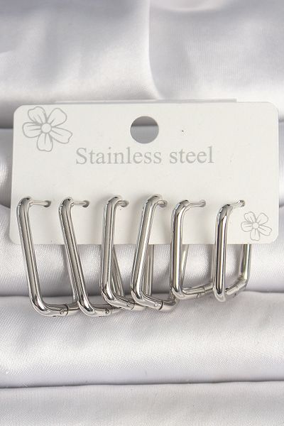 MENESSA 316L Steel Silver Color Square Model Women's Earring Set - Tj-Bkp10353