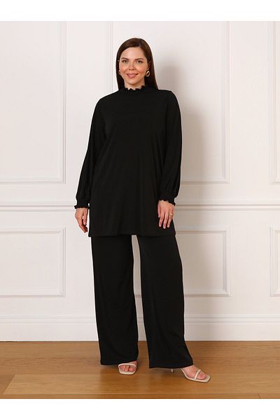 ALİA Set tricotat Gipe Detailed Plus Size - Negru - Alia