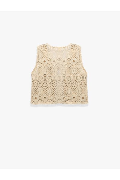 Koton Openwork V-Neck Sleeveless Vest