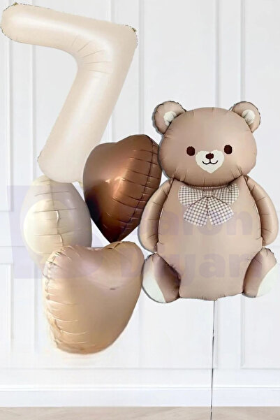 BALON DİYARI مجموعة بالونات عيد ميلاد على شكل دمية دب ريترو بعمر 7 سنوات