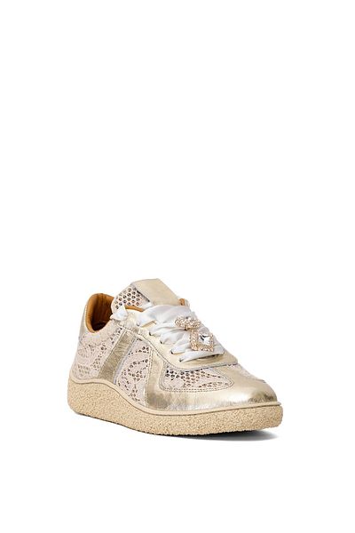 Ayakkabı Fuarı Elit DK34135 Pantofi de damă din piele naturală Stone Casual Aur