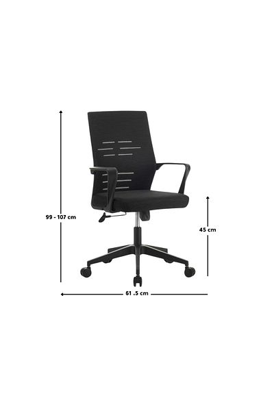 Ebticar Black Office Chair with Armrests and Metal Legs on Wheels