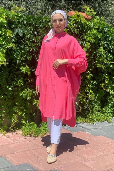 Moda Rosa 25Y4305 - Pink - Oversize Banana Long Tunic