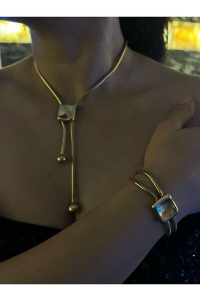 İnci Altın kaplama Çelik geometrik kesim bileklik