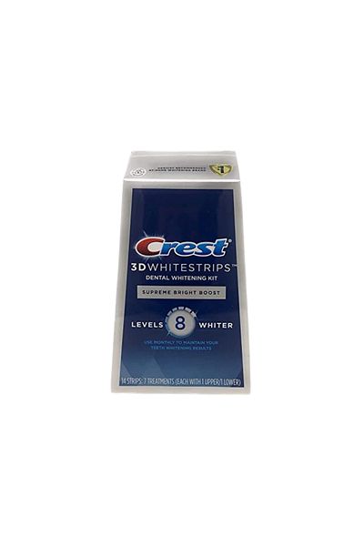 CREST شرائط تبييض الأسنان 3D Whitestrips Supreme Bright Boost بـ 8 مستويات من البياض و7 علاجات