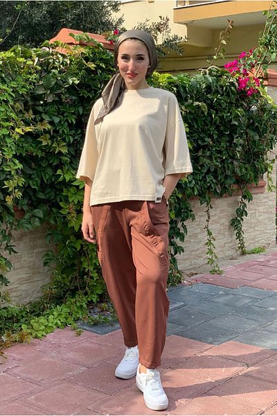 Moda Rosa 25Y7004 - Beige - Basic Tshirt