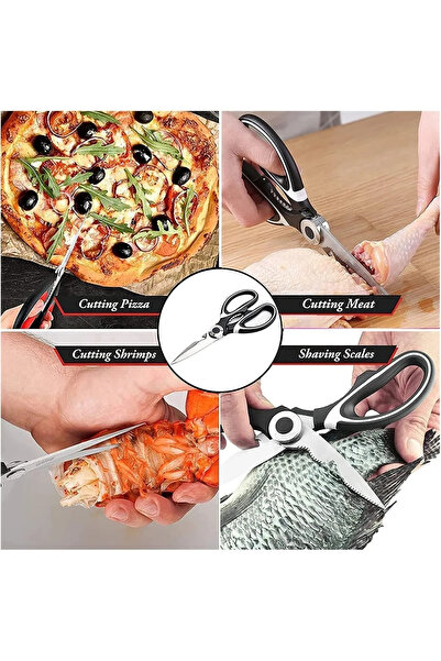 FBZhome Paslanmaz Çelik Ultra Keskinleştirilmiş Mutfak Makası Çok Amaçlı Balık Et Sebze Makası