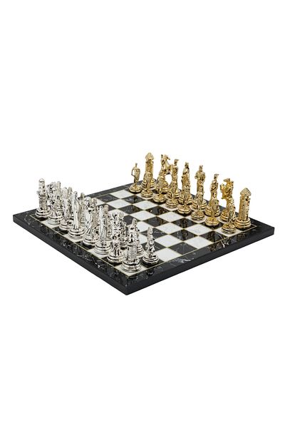 Cooper Chess 37cm Marble Patterned Gold Ottoman Empire Crusader Armies Chess Set Decorative Gift
