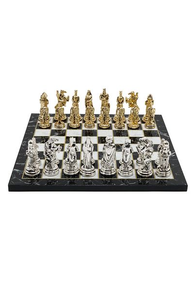 Cooper Chess 37cm Marble Patterned Gold Ottoman Empire Crusader Armies Chess Set Decorative Gift