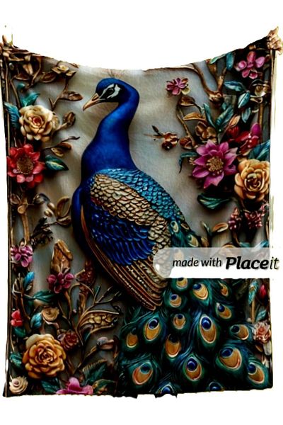 Elmas Dizayn 150X220 cm Tv Sofa Bed Blanket Stain Resistant Antibacterial Bird, Flower, Peacock