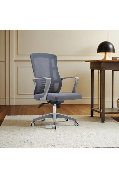 Ebticar Gray Office Chair with Armrests and Metal Base