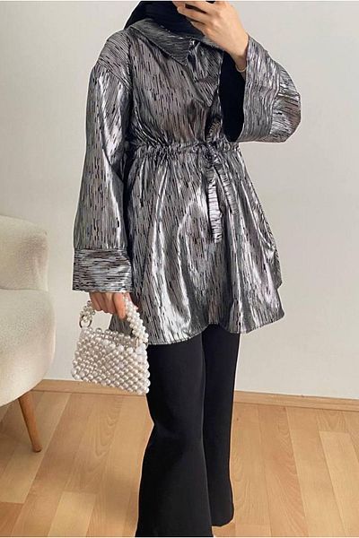 Moda Rosa 25Y3239 - Black - Shiny Printed Stylish Suit
