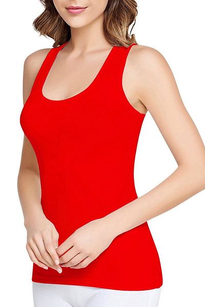 Nana & Mayka Moda 3-Piece Tutku Women's Ribbed 100% Cotton Wide Strap Red Undershirt 136