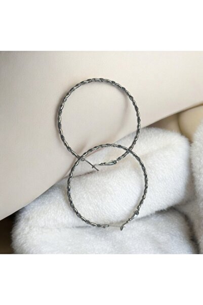 XUPİNGS JEWELRY Xuping Büyük Burgu Halka Küpe – Gümüş Renk Çelik Şık Ve Modern Tasarım