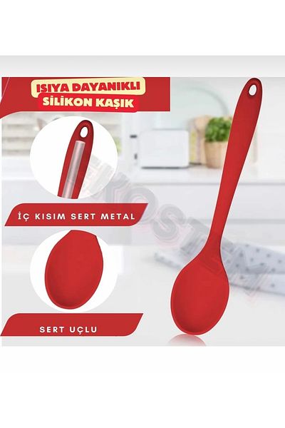 Single (1 Piece) 22 cm Silicone Pilaf Spoon High Temperature Resistant, Non-Flammable and Non-Stick