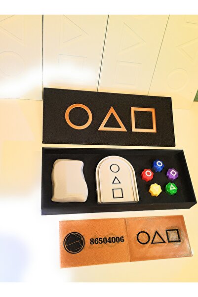 hayatvesanat Squid Game 2 Gonggi 5 Taş ( 5 taş ) Oyunu Taşlarin içi Kum Dolu + Davet Kartı Siyah ve Bakır renkte