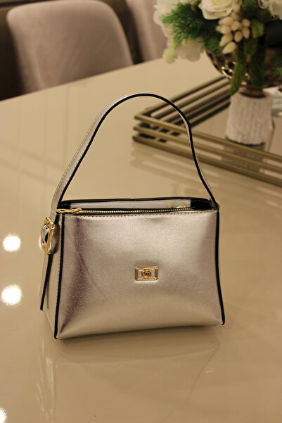 Mimoza Women's Mini Silver Hand and Shoulder Bag Daily Use / Faux Leather