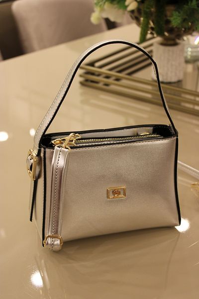 Mimoza Women's Mini Silver Hand and Shoulder Bag Daily Use / Faux Leather