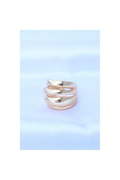 Skygo Brass Gold Color Adjustable Serrated Curved Ring - Tj-Byk3170
