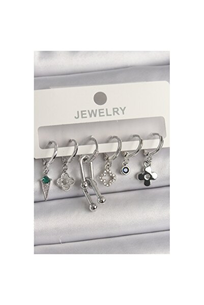 Skygo Brass Silver Color Zircon Stone Multiple Figure Women's Earring Set - Tj-Bkp10095