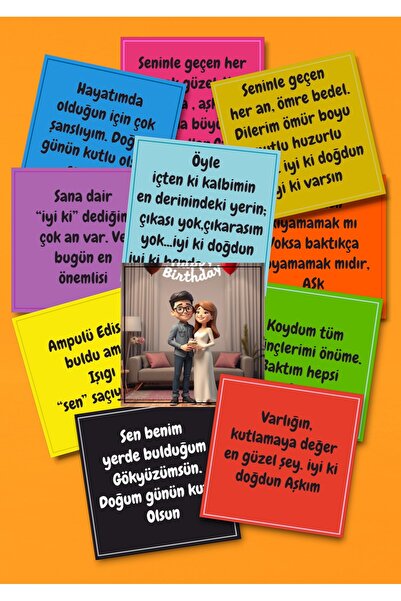 design z by zaggo Sevgiliye Doğum Günü Hediye Kartları Rengarenk Motto Kartı ...