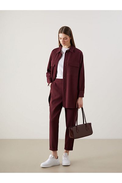 LC Waikiki Elastic Waist Textured Carrot Cut Women's Trousers