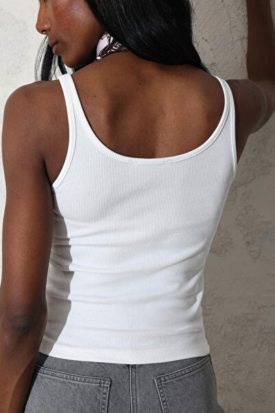 5in1Canpolat Λευκό Κορδόνι Basic Μπλουζάκι