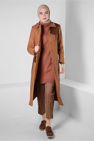 Alvina EYE DETAILED BELTED TRENCH COAT 10813-2