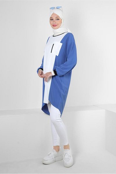 Alvina Two-Color Tunic with Elastic Cuffs 43914