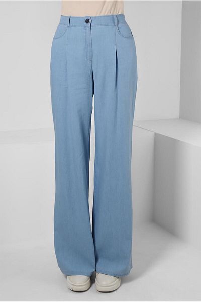 Alvina Pantaloni din denim cu talie elastică cu picioare late 70562