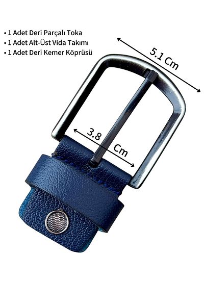 Süzer Deri 4 Cm. Replacement Belt Buckle with Screws Genuine Leather Navy Blue