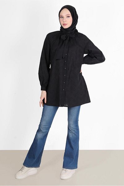 Alvina BINDING DETAIL BUTTONED COTTON TUNIC 42682