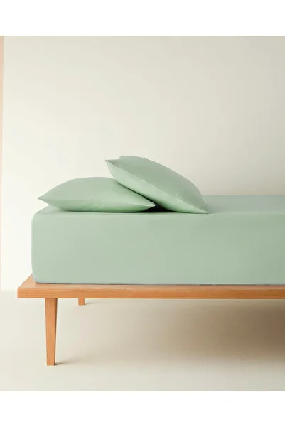 English Home 2 Plain Cotton Double Fitted Sheets 160X200 cm - Heritage Green